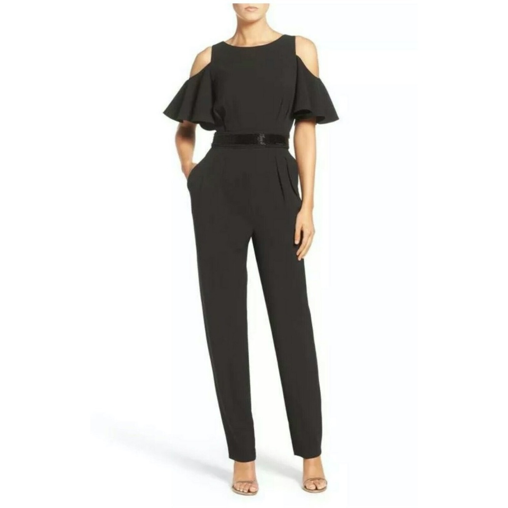 Eliza J Embellished Cold Shoulder Jumpsuit